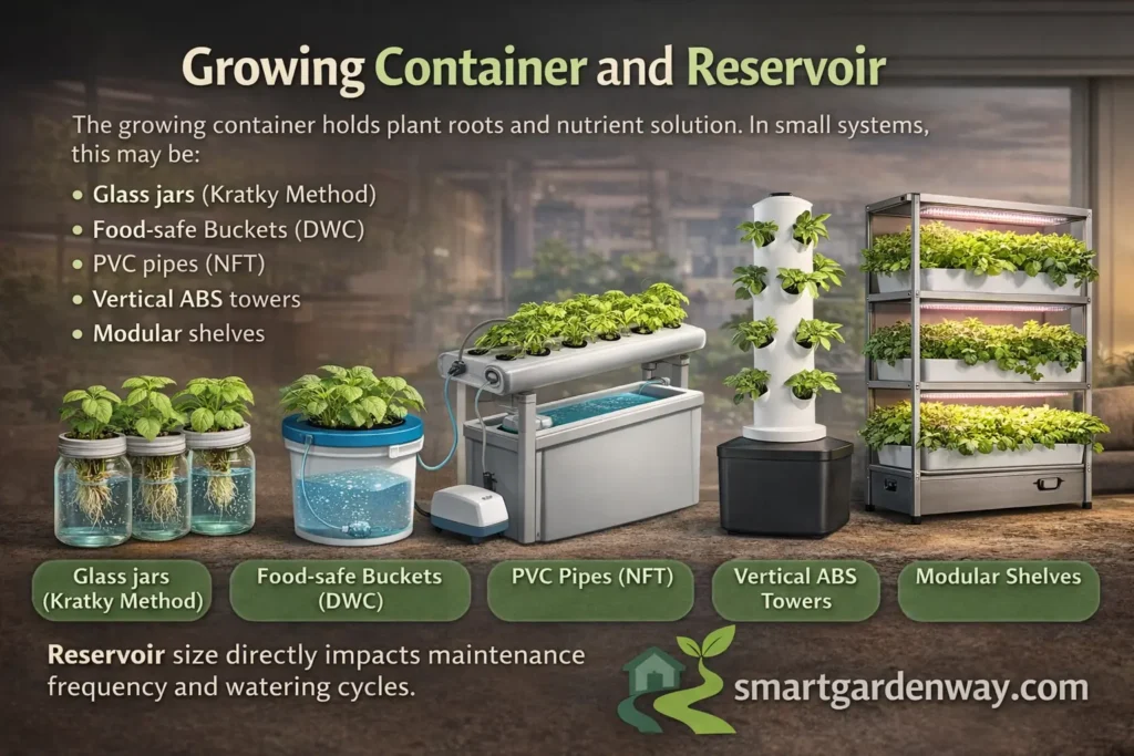 Growing Container and Reservoir