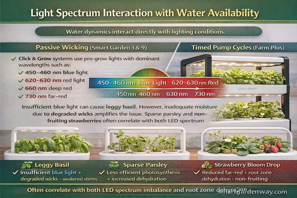 Light Spectrum Interaction with Water Availability