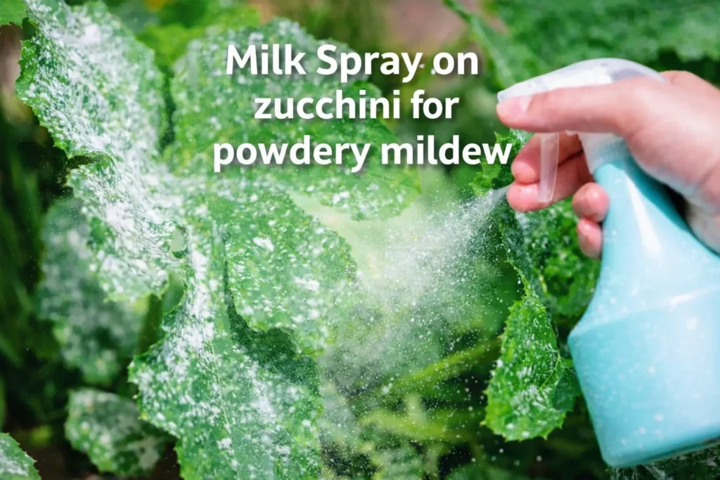 Milk Spray on zucchini for powdery mildew