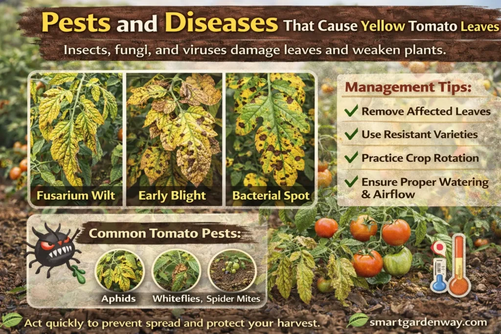 Pests and Diseases That Cause Yellow Tomato Leaves