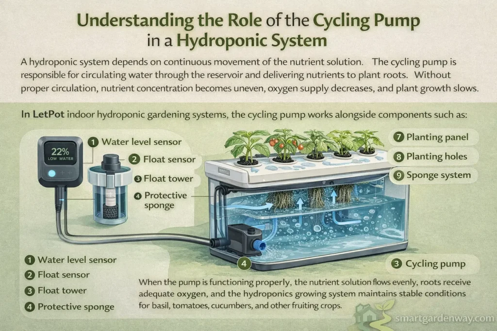 Role of the Cycling Pump in a Hydroponic System