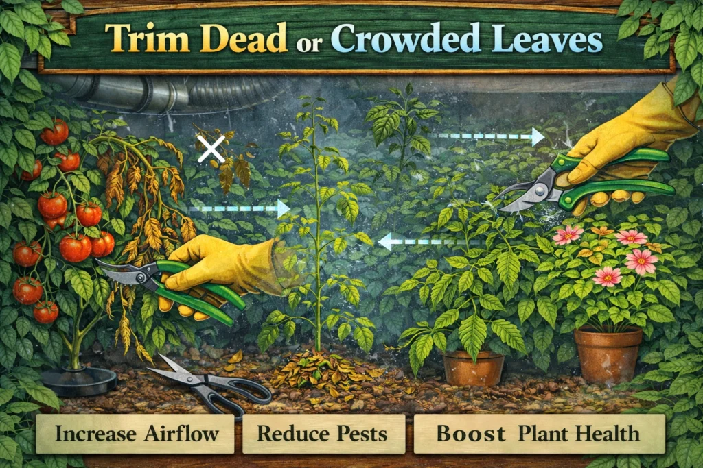 Trim Dead or Crowded Leaves