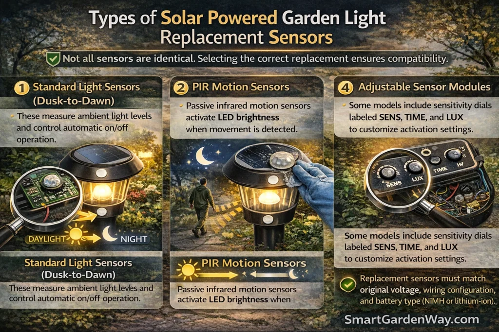 Types of Solar Powered Garden Light Replacement Sensors