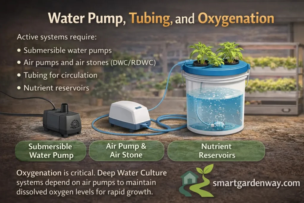 Water Pump, Tubing, and Oxygenation