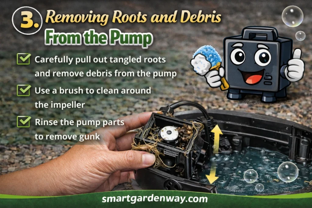 Removing Roots and Debris From the Pump