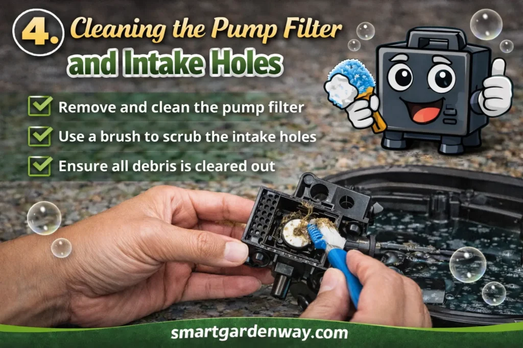 Cleaning the Pump Filter and Intake Holes