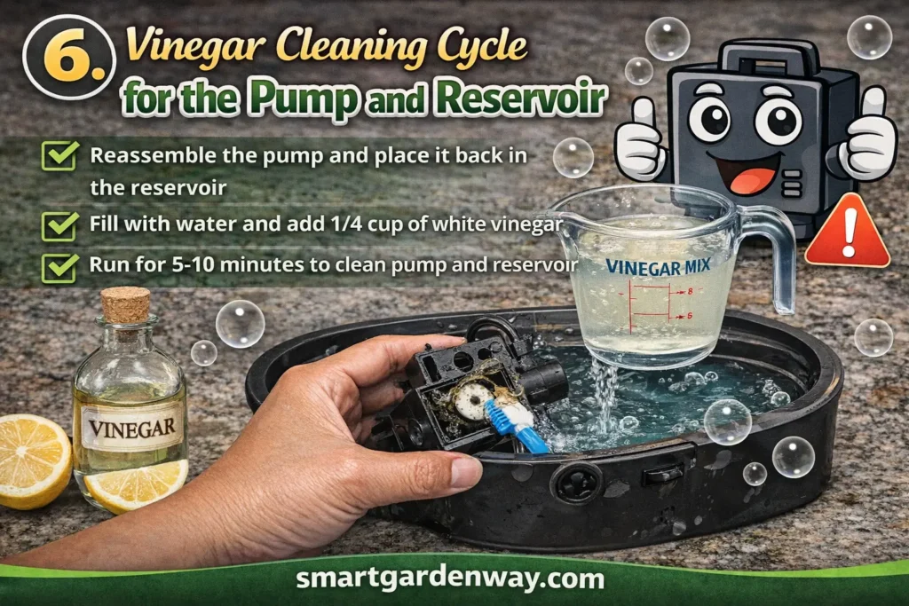 Vinegar Cleaning Cycle for the Pump and Reservoir
