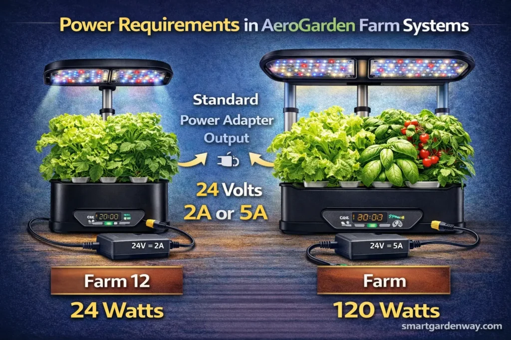 Power Requirements in AeroGarden Farm Systems