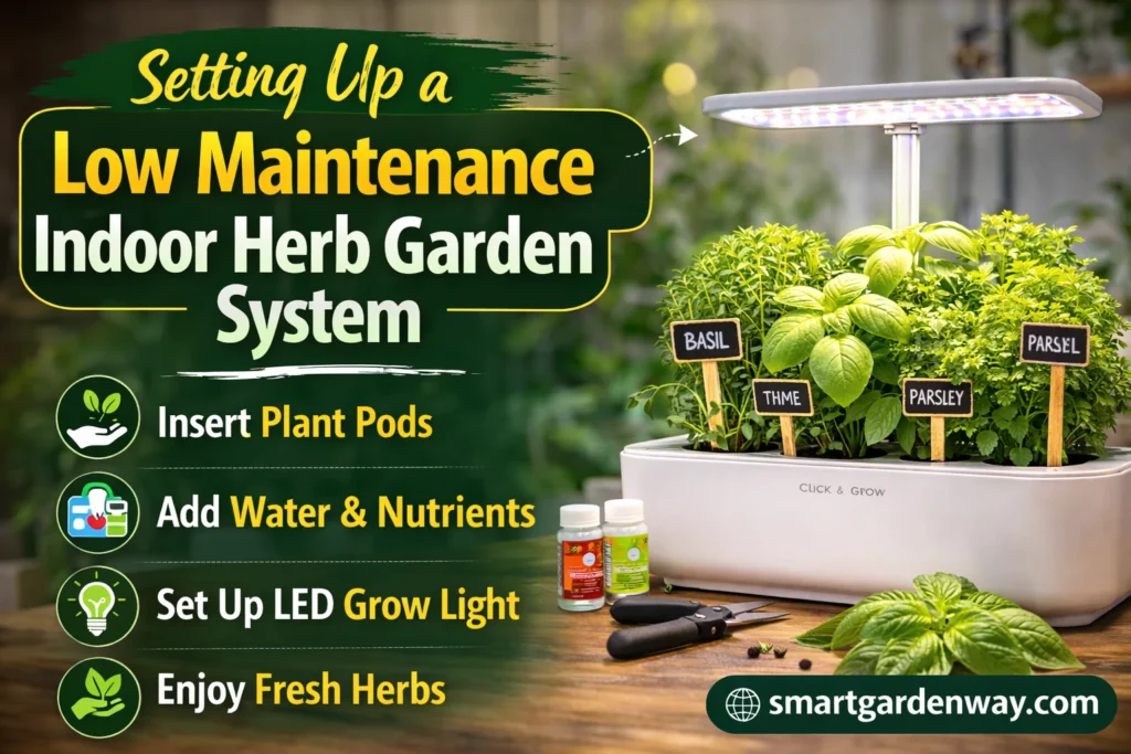 Setting Up a Low Maintenance Indoor Herb Garden System